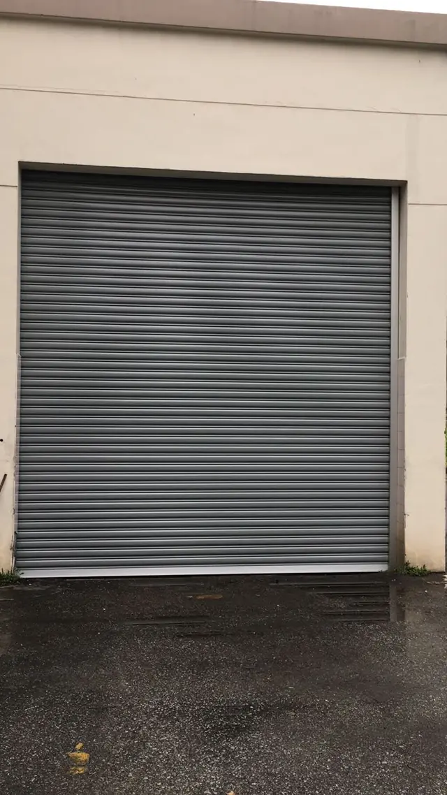 Colourbond roller shutter on a building facade