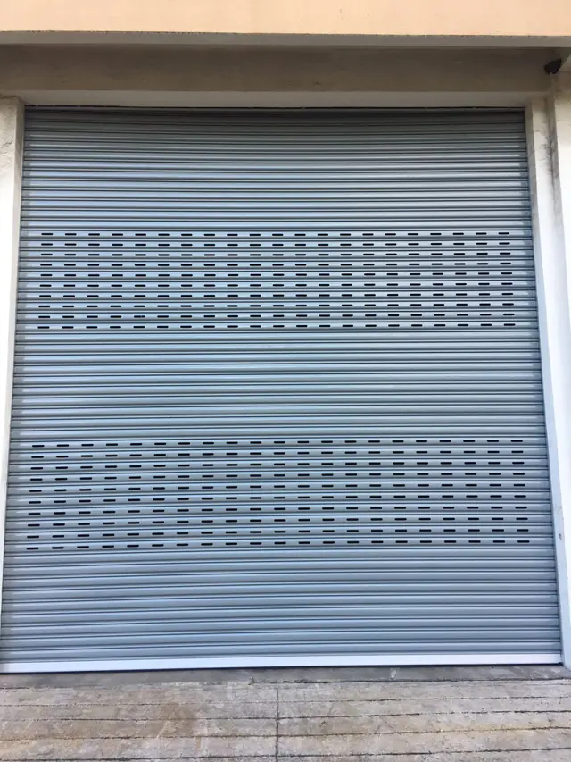 Colourbond steel roller shutter closed
