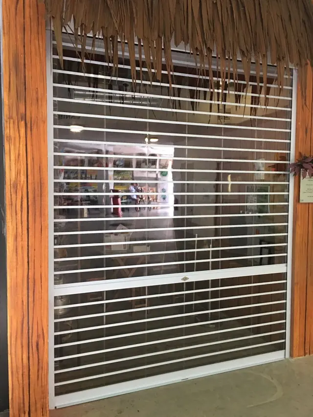 Clear vision roller shutter closed