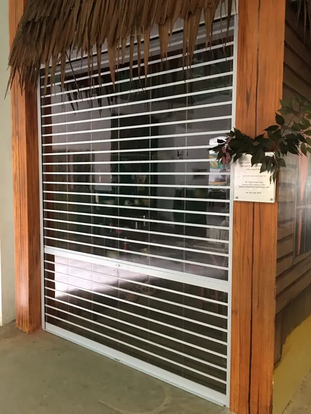 Clear vision roller shutter at a retail outlet