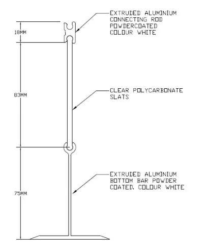 Rod & polycarbonate slat profile