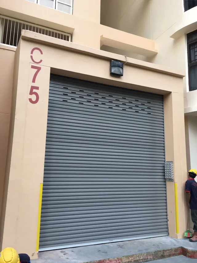 Roller door installation at a residential block